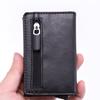 DIENQI Anti Rfid Id Card Holder Case Men Leather Metal Wallet Male Coin Purse Women Mini Carbon Credit Card Holder With Zipper
