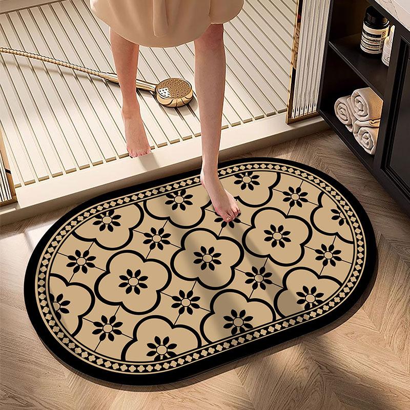 Toilet floor mat French bathroom floor mat Non-slip absorbent toilet door toilet diatom mud floor mat Quick drying mat 40*60cm