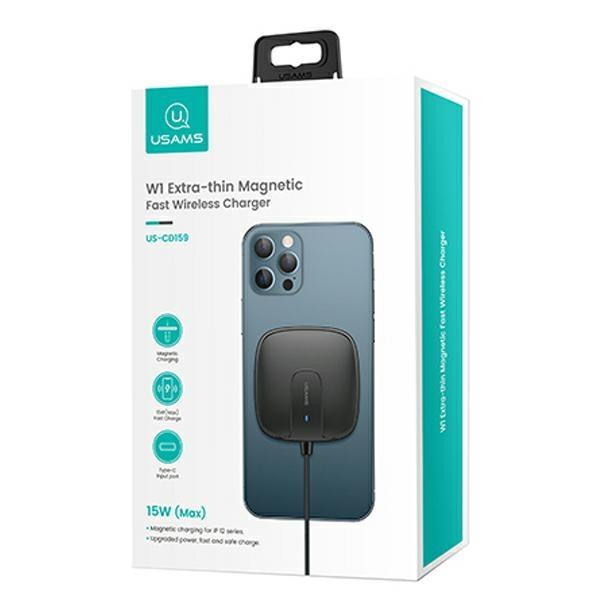 Usams Ład. Indukcyjna Us-Cd159 Magneticw1 15W Extra-Thin Iphone 12 Series Czarny/Black Cd159Dz01