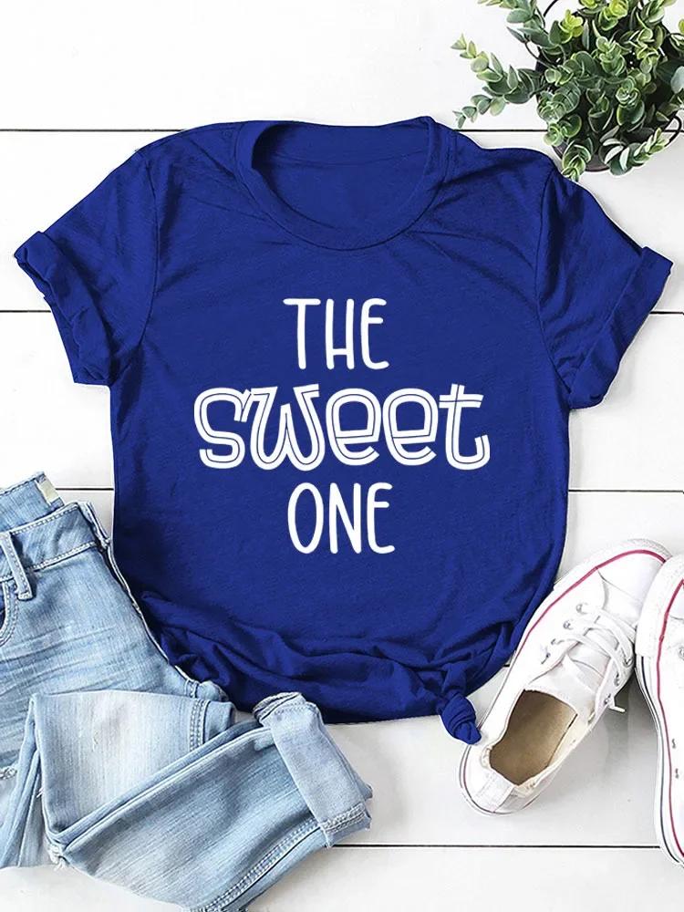 THE SWEET ONE Letter Print Women T Shirt Short Sleeve O Neck Loose Women Tshirt Ladies Tee Shirt Tops Camisetas Mujer
