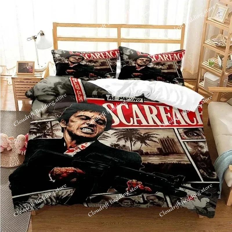 Tony Montana Scarfaces Bedding Set Boys Girls Twin Queen Size Duvet Cover Pillowcase Bed Boys Adult Home Textileextile