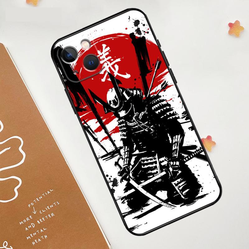 Japanese Bushido Samurai Case For iPhone 13 12 11 14 15 16 Pro Max Mini XR XS X Plus Silicone Bumper Cover Capa
