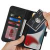 For iPhone 13 Pro Wallet Case Double Folded Edge Skin Touch PU Leather Flip Phone Cover