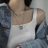 "European & American Double-Layer Love Necklace: Hip-Hop Inspired Long Sweater Chain for Women"