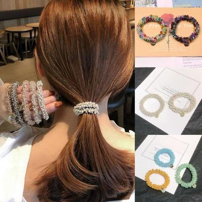 Bandas elásticas para el cabello con perlas simples coreanas, elegantes lazos para el cabello para mujeres, accesorios para el cabello para niñas