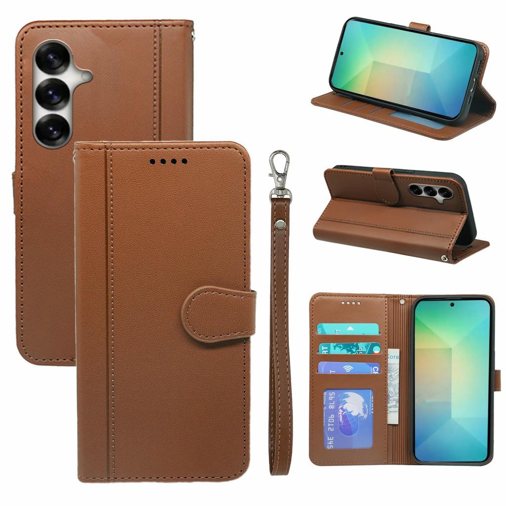 For Samsung Galaxy S26+ Wallet Case Magnetic Snap Leather Phone Cover with Strap