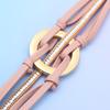 Leather Bracelet for Women Round Hollow Circles Wrap Bangle Female Jewelry Gifts