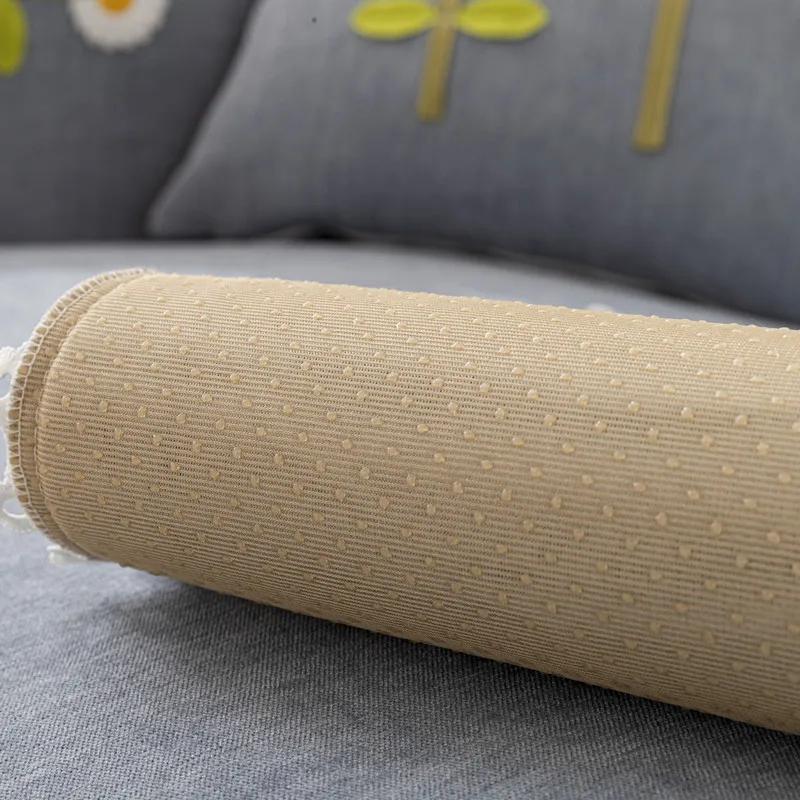 Solid Flower Sofa Cover White Edge Chenille Sofa Mat Non-slip Sofa Towel Couch Cushion Four Seasons Universal Couch Slipcover