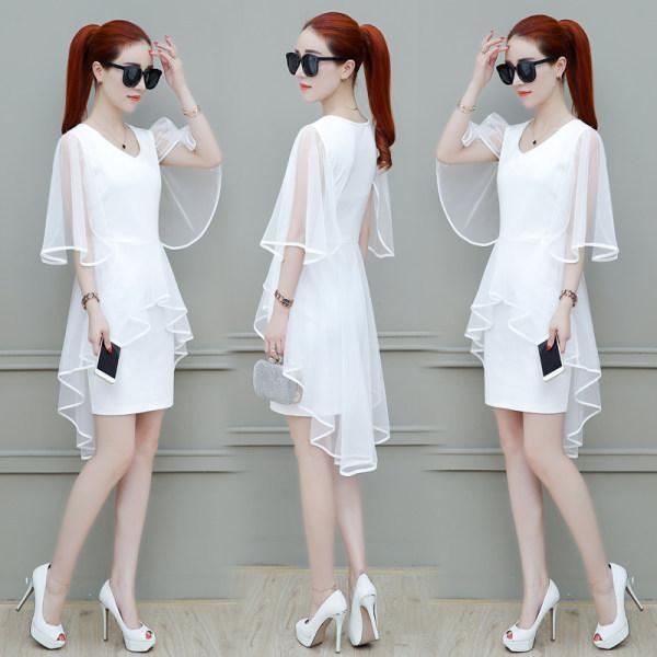 Fat sister summer new large size women s clothing short sleeve mesh V neck fat MM thin dress foreign style M