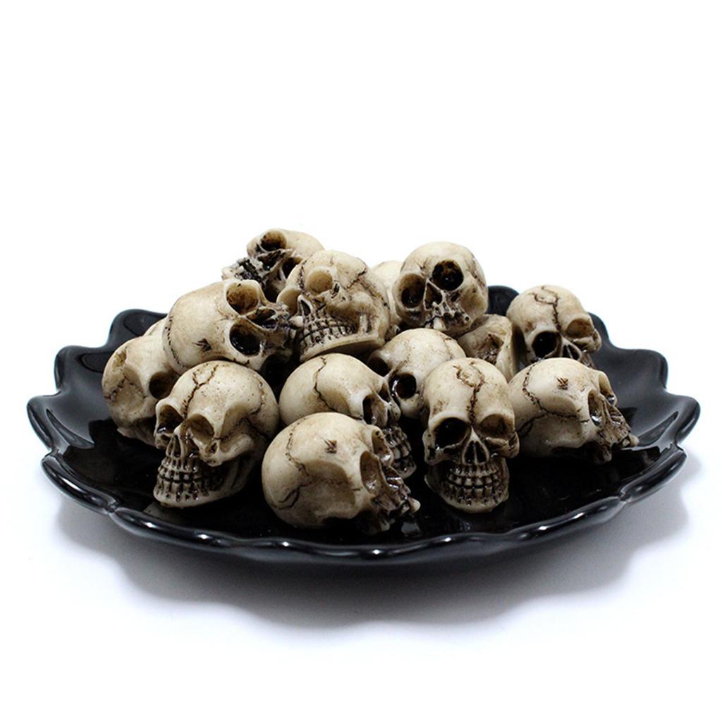 Pack of 6 Halloween Skeleton Decorations Durable Resin Skull Set for Home Office Party Spooky Display