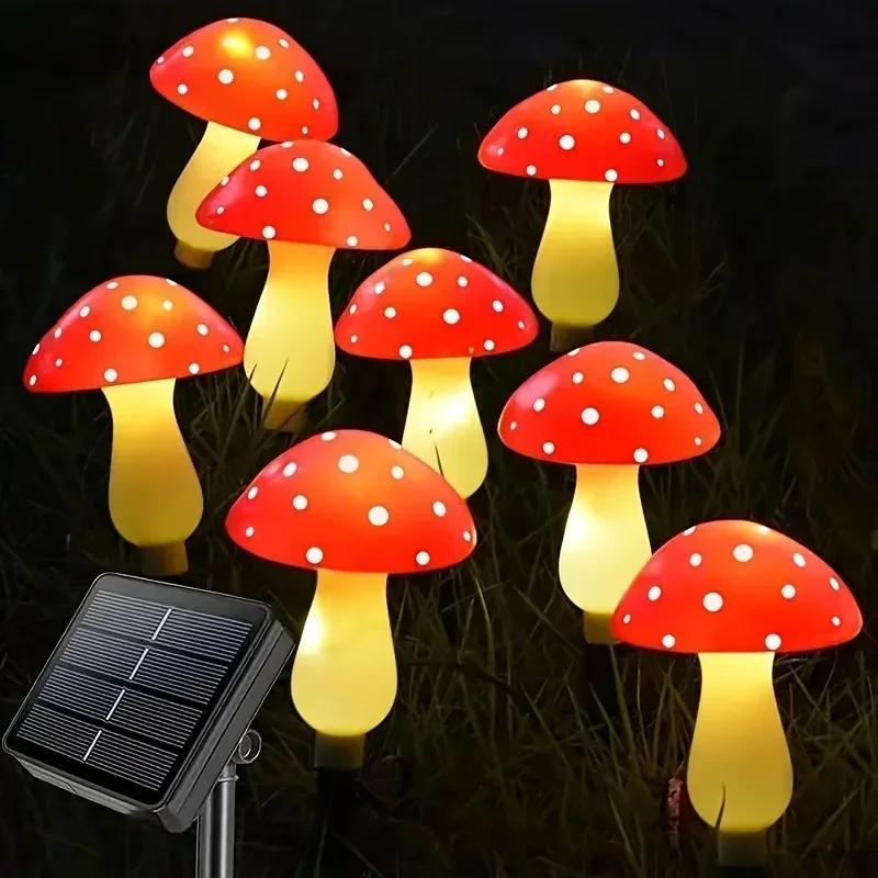 8/12/20LEDS Solar Mushroom Lights Stake Garden Decor, Festive Christmas Fairy Lights for Outdoor Yard, Wedding Party Atmosphere