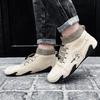 Men's Leather Casual Shoes 2025 Waterproof Lightweight High Top Sneakers Boots Non Slip Winter Shoes Men Loafers Walking Shoes