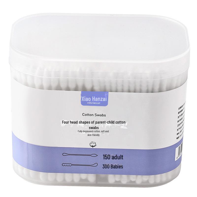 Xiaohanzi Family Pack Cotton Swabs: 450 Double-Headed, for Baby, Ear, and Cosmetic Use
