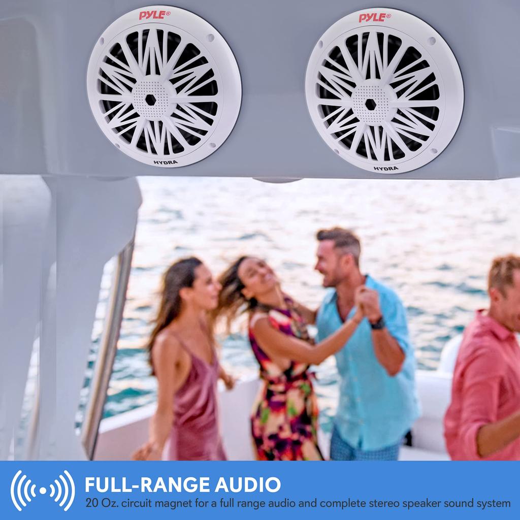 Pyle Recessed Fully Waterproof Car 2-Way Full Range Speakers Double Cone Marine Speakers 6.5