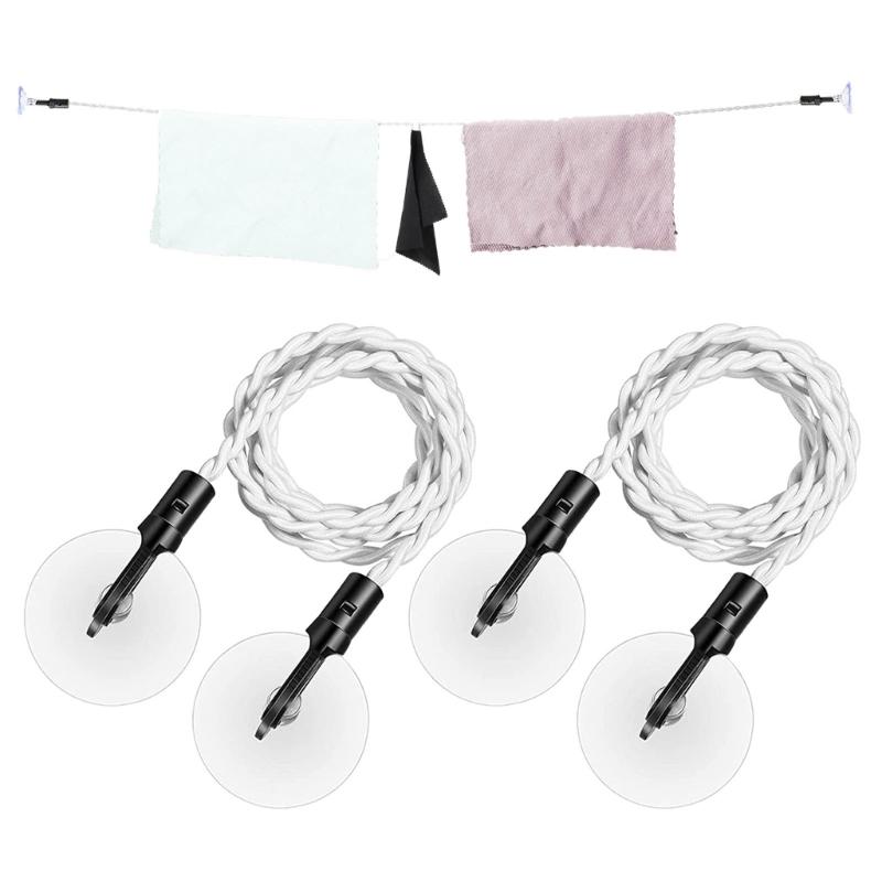 2pcs 2.8M Travel Clotheslines Business Outdoor Camping Drying Tools Non-Slip Clothes Line with Hooks Suction Cup Elastic