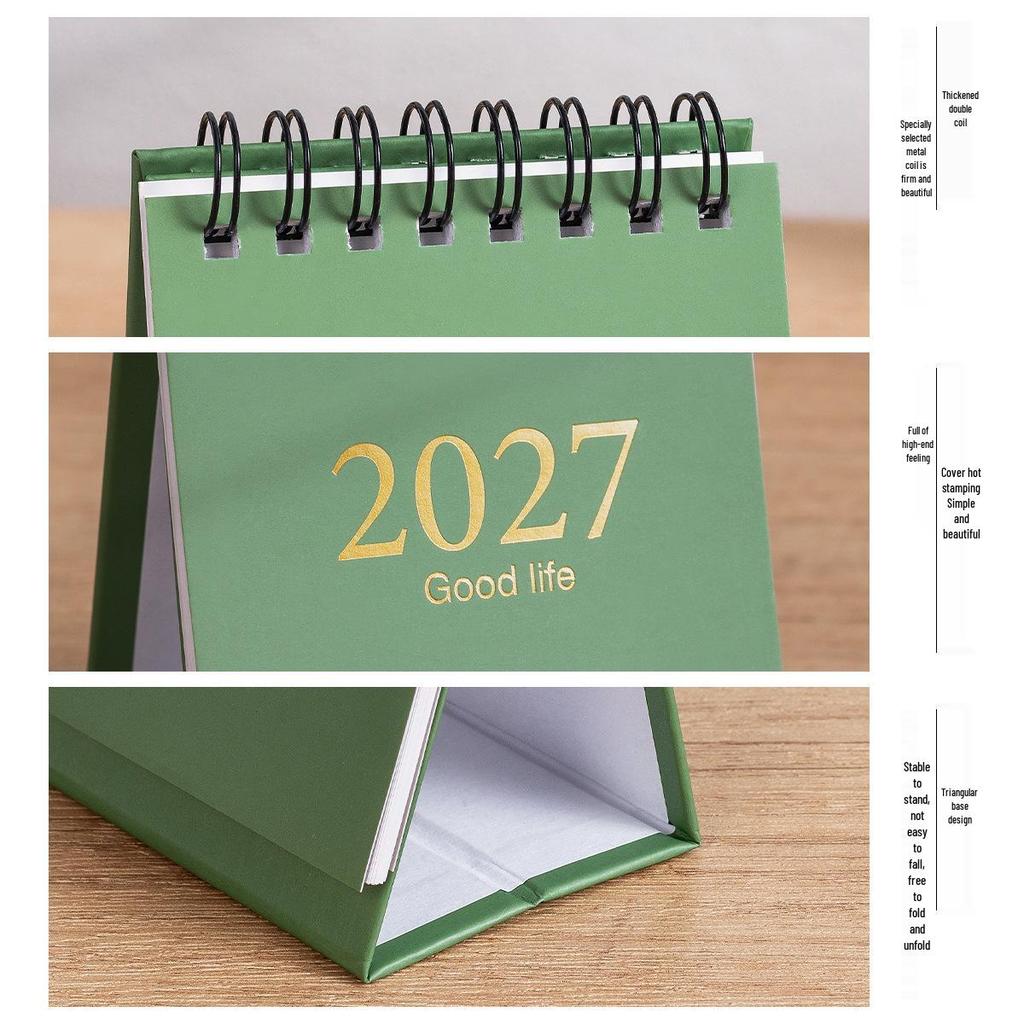 2027 Morandi English Mini Desk Calendar - Simple Style, Portable Desktop Ornament.