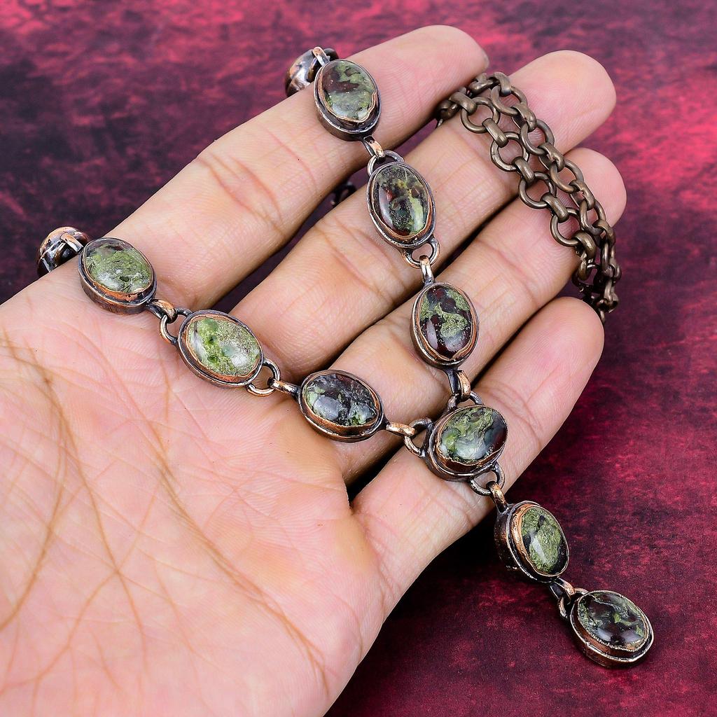 Collier Pierre de Dragon Cuivre Électroformé Collier Réglable