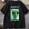 T-shirt Drôle Chat Alien Meme Dank pour Unisexe Femmes T-shirt Brainrot T-shirt Stupid Cringe Harajuku Unisexes T-shirts Coton Oversize