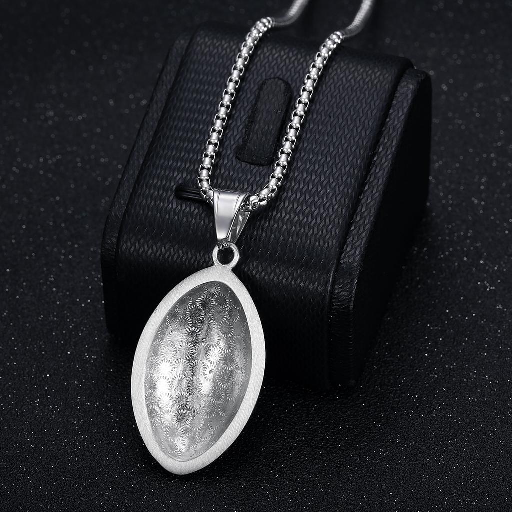 Rugby Zircon Pendant Stainless Steel Box Chain Men's Hip Hop Necklace Jewelry
