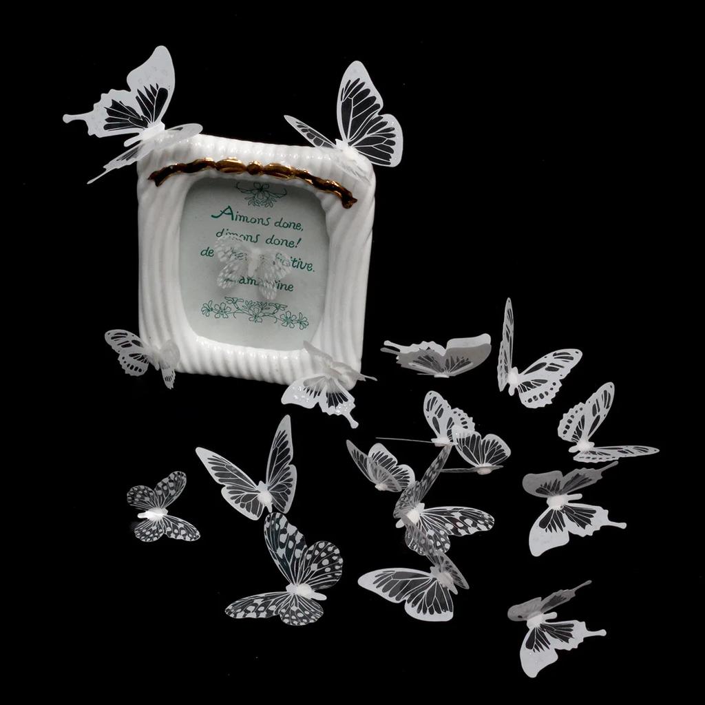 18pcs/lot Black White Butterflies Butterflies 3D PVC Wall Sticker Home DIY Decoration Beautiful Butterfly Living Room for Kids