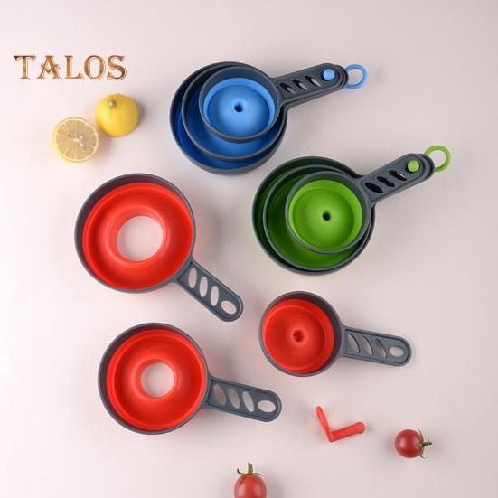 3Pcs Oil Funnel Hanging Hole Design Dispense Silicone Durable Folding Kitchen Food Transfer Funnels Home Supply