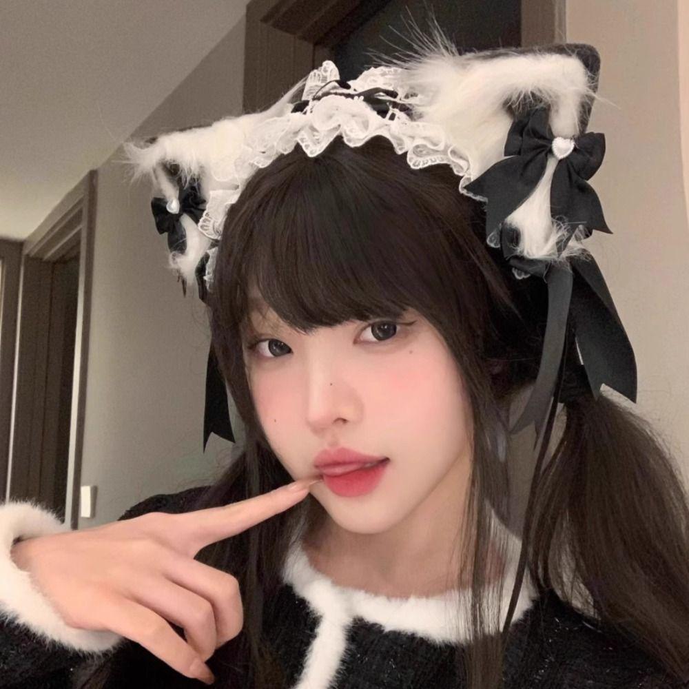 Lolita Cat Ears Headband Lace Headdress New Headwear  Hair Accessories