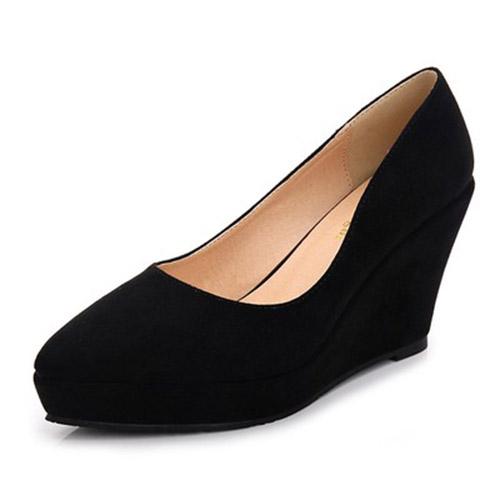  wedges heel shoes for women pointed toe slip on platform ladies high heel dress pumps work party dacning wedding shoes