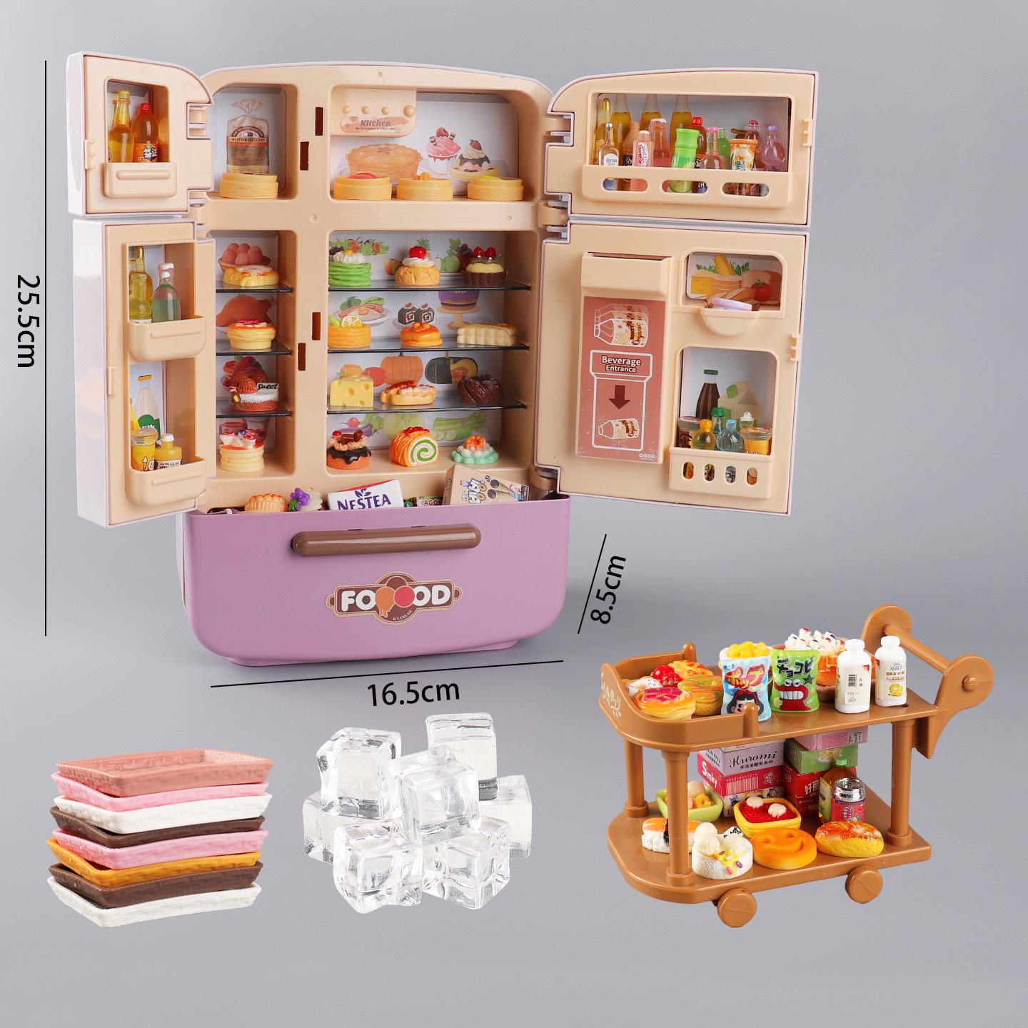 Mini Food Cart Set: Kitchen Role-Play & Model Toys with Handcart & Ornaments