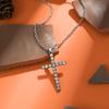 1 Pcs Cross Pendant Necklace With Rhinestone Antique Silver Party Decors Hip hop Gift Idea for Women, Girls, Valentine