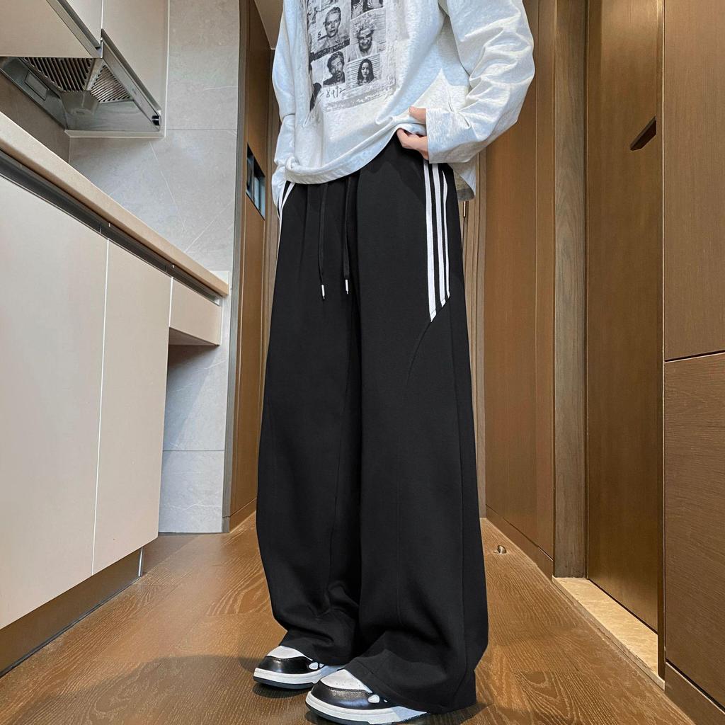 Men's Autumn/Winter Three-Stripe Loose Sweatpants – Trendy, Retro, Heavyweight Casual Pants