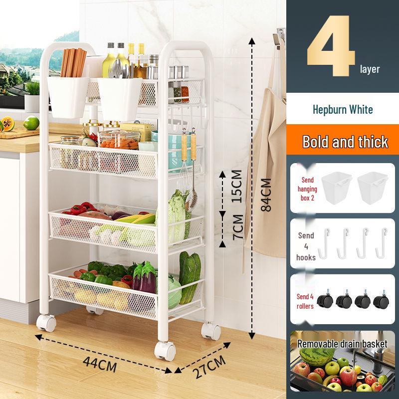 Multi-Layer Movable Kitchen Rack: Floor-Standing Storage Cart for Fruits & Vegetables