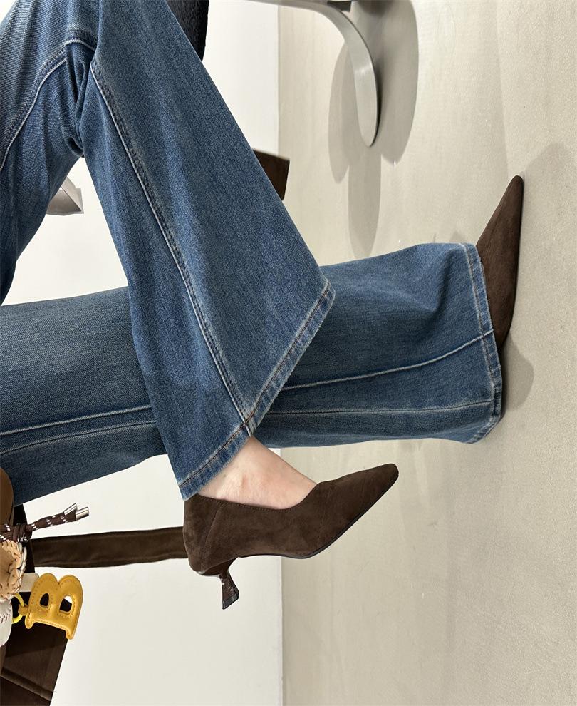 Spot~ OL Professional Versatile Basic Women's Shoes 2025 Spring New Pointed Cat Heel Single Shoes Women