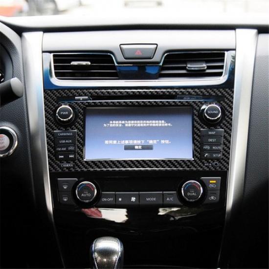 Carbon Fiber Interior Radio Console Cover Trim For Nissan Altima Sedan Type C
