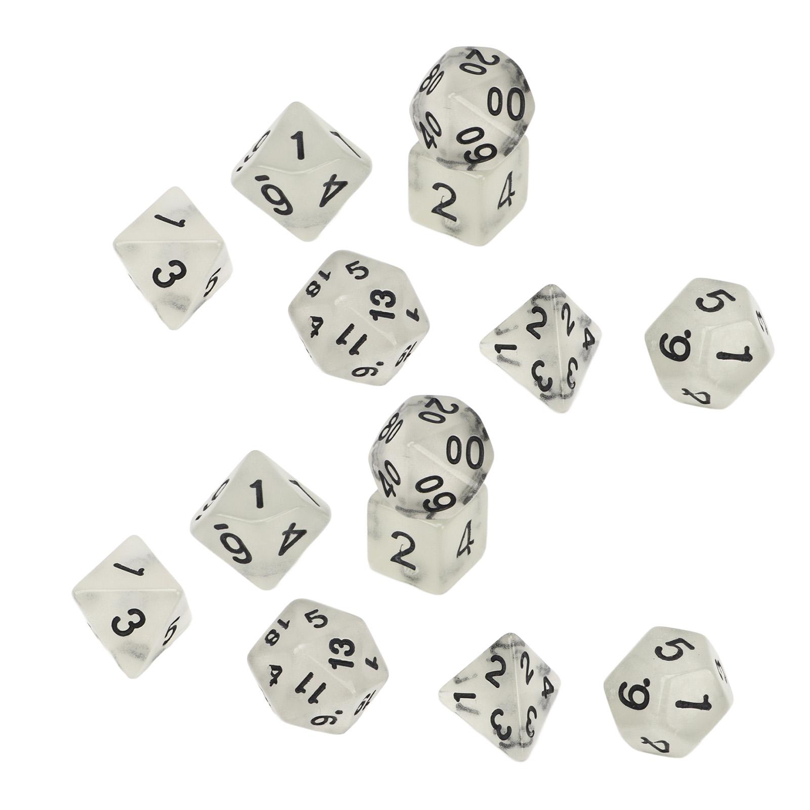 

14pcs Digital Glowing Dice Set Fun Puzzle Polyset Dice for Board Game Number Teaching