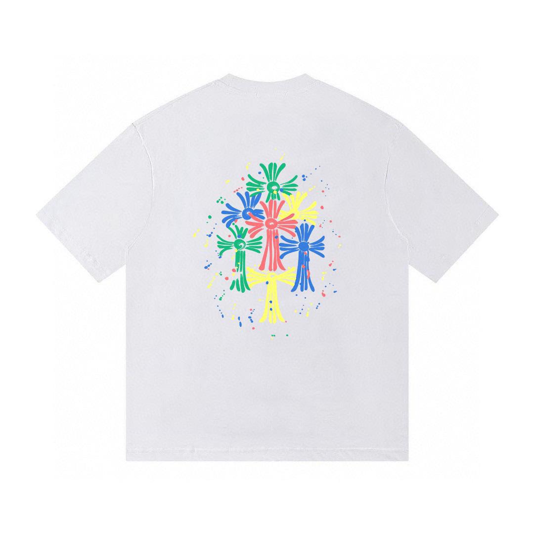 

T26 CHROME HEARTS 2026 Summer New High Quality Cotton Round Neck Loose Large Size Men s and Women s T-shirt Couple T-shirt XL
