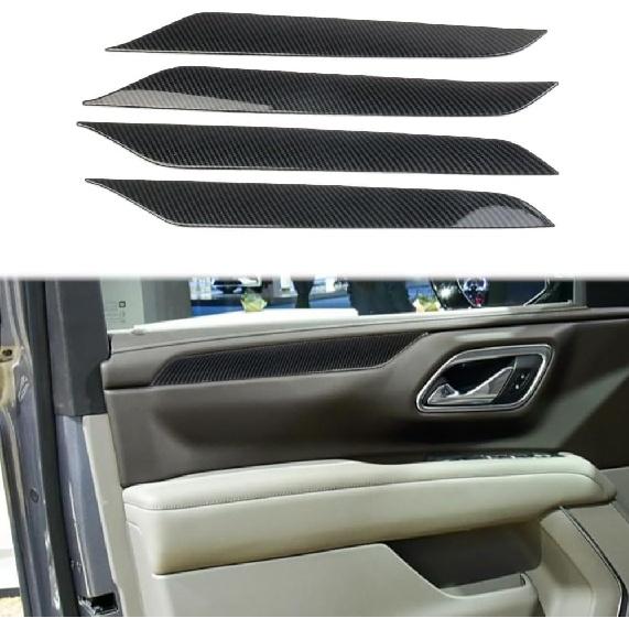 Carbon Fiber Door Panel Trim Cover For 2021-2024 Chevy Tahoe Suburban
