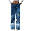 Women's Casual Christmas Print -Lined Loose Fit Straight Leg Pants with and Elastic Waist for Winter