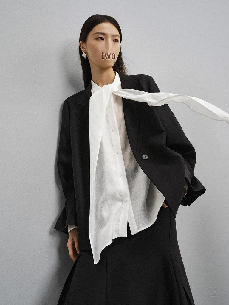 Spring 2026 Women's V-neck Long Sleeve Tencel Acetate Top - Elegant, Solid Color, Age-Reducing
