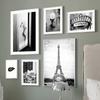 Modern Paris Tower City Street Landscape Canvas Painting Wall Art Black White Lip Posters Prints Pictures Home Living Room Decor