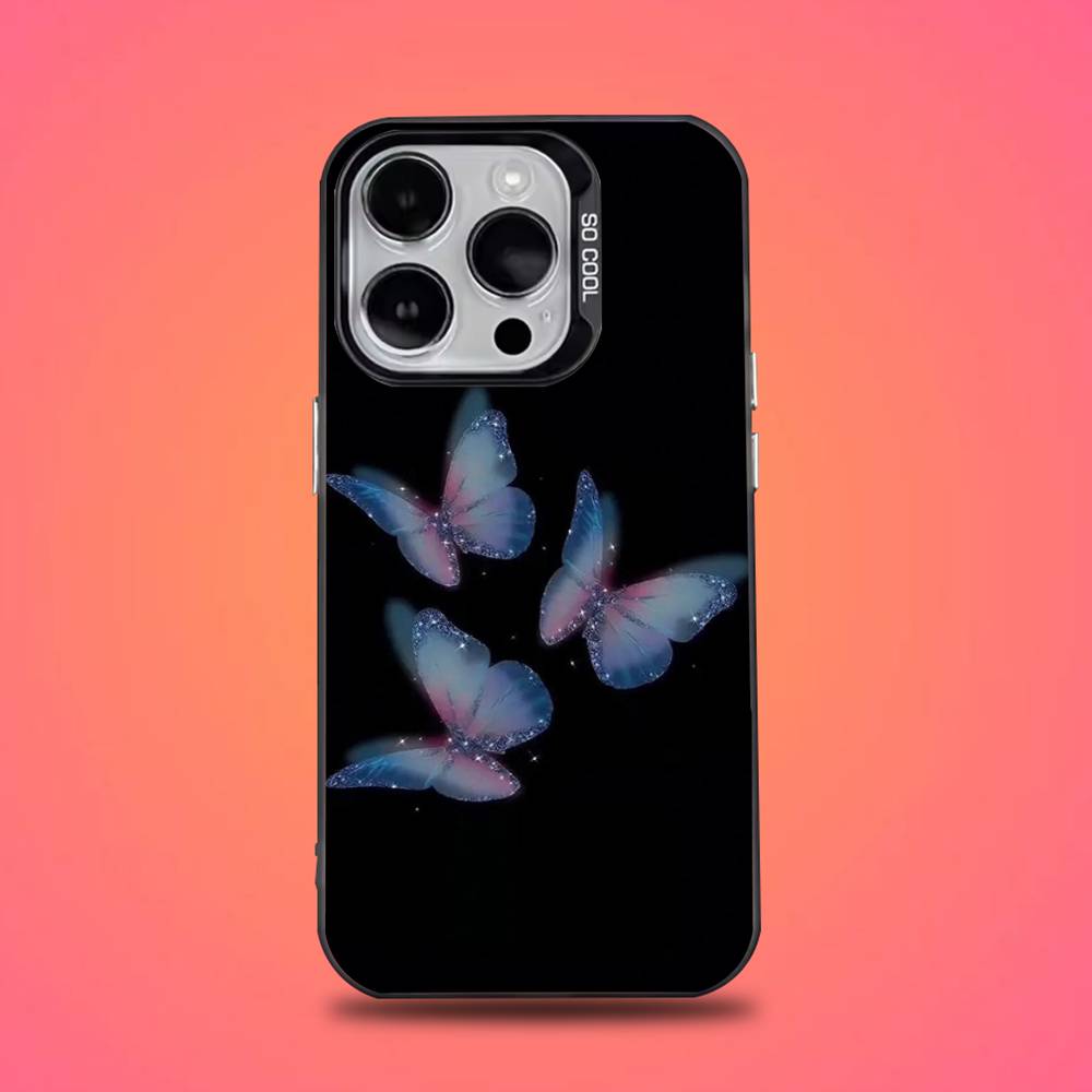 Glow In The Dark Butterfly Phone Case For iPhone 16,15,14,13,12,11,Mini,Pro,E,SE4,XS,MAX Black Candy Matte Cover