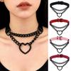 Eco-friendly PU Leather European and American Harajuku Peach Heart Black Chain Collar Necklace Necklace Trend Love Collar Neck Neck Collarbone Chain