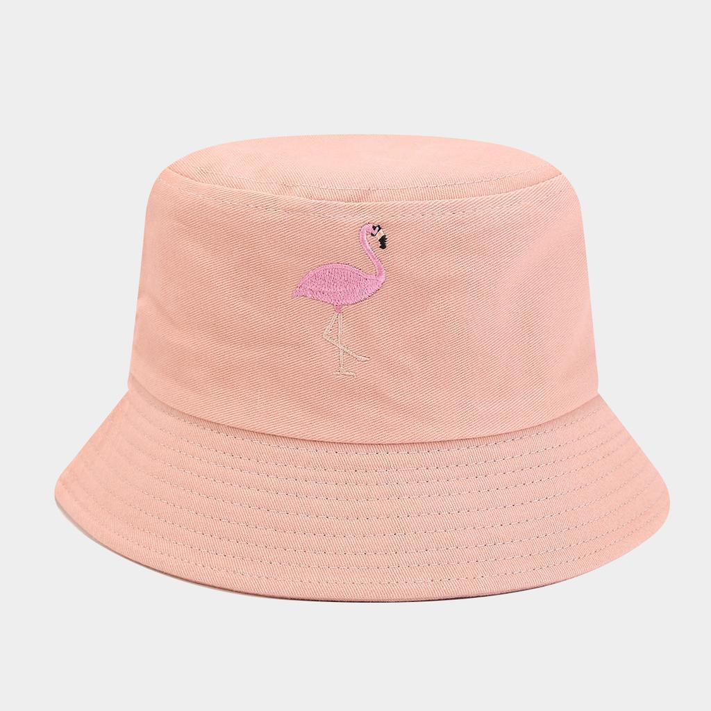 Korean version of the new flamingo embroidered bucket hat female students outdoor shopping macaron basin hat couple hat