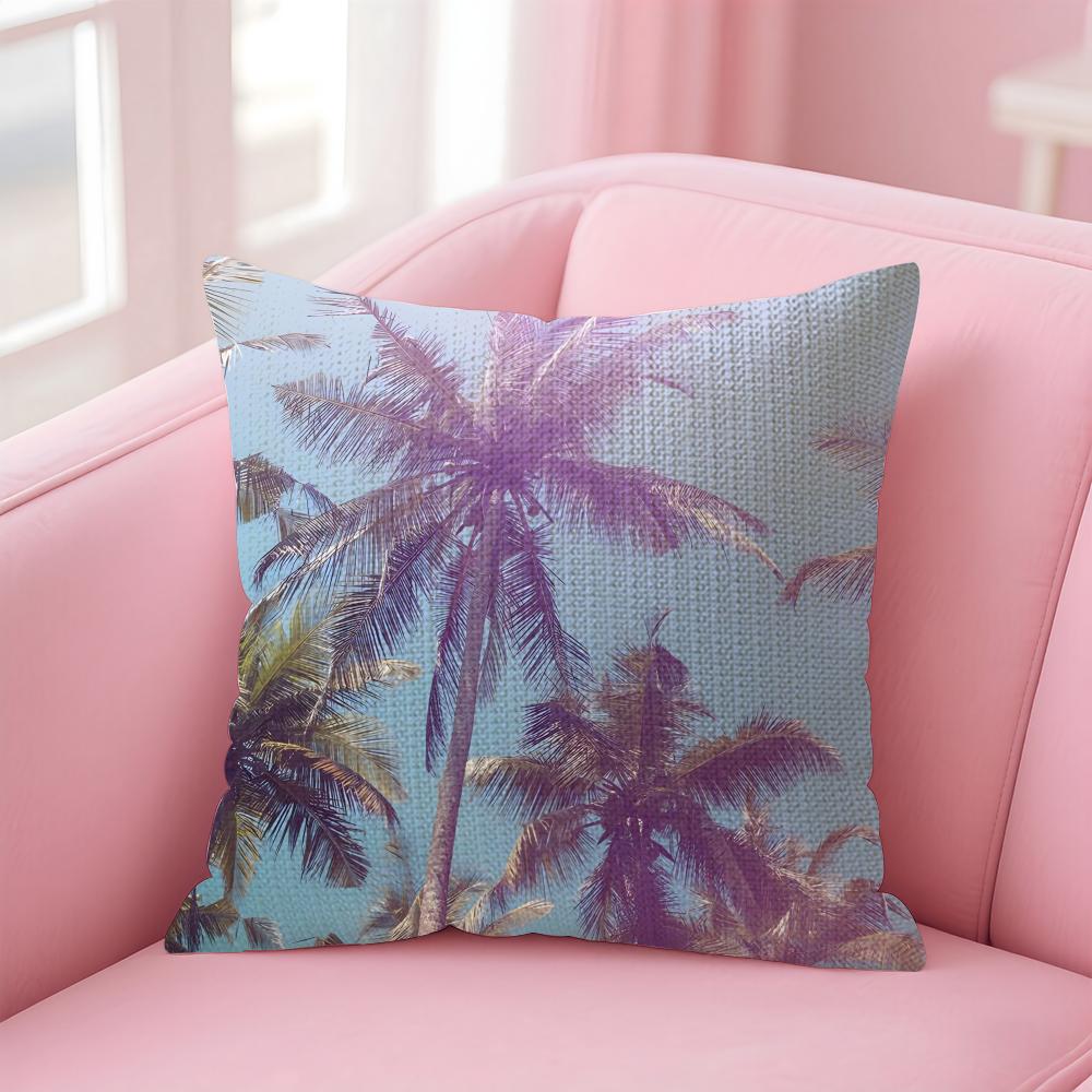 Tropical Scenery INS Cushion Cover Natural Linen Pillow Case DoubleSided Print Decorative Sofa Pillowcase Home Decor Gift
