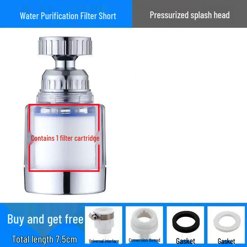 360° Rotating Splash-Proof Kitchen Faucet Filter & Showerhead Extender