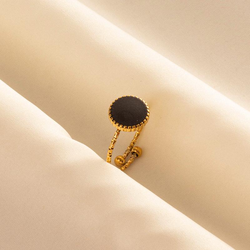 Balck Enamel Gold Plated Heart Fire Evil Eye Stainless Steel Ring Vintage Finger Jewelry Sun Moon Star Rings For Women Men Bague