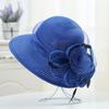 Elegante Sommer-Breitkrempen-Damenhut Große Satinblume Band Feder Schlapphut Strandsonnenhut Kentucky Derby Hochzeits-Kirchenhüte