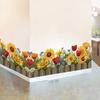 Warm bedroom corner skirting sticker living room entrance self-adhesive sunflower flowers decorative wall stickers