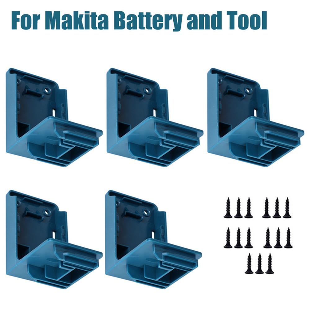 5 Stück Elektrowerkzeug-Akkuhalter 2 in 1 Ständer für Makita 18V Akku Werkzeug Aufbewahrungsregal Halterung Koffer
