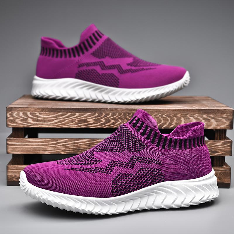 Fashion Pink New Slip On Shoes with Breathable Mesh for Lazy People Comfortable Non Slip Soles Lightweight Travel Shoes for Women 43