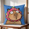 Cute Kapibala Cushion Cover Natural Linen Organic Fabric DoubleSided Printing Couch Pillow Covers Home Decor Gift